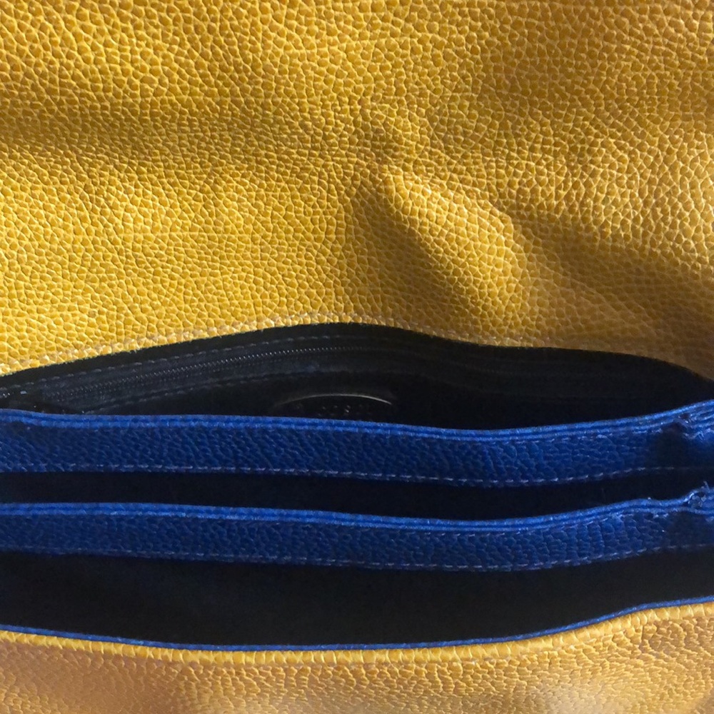 COSCI ITALIAN BRAND Genuine Leather Blue & Yellow Hand / Shoulder Bag. Handmade - Picture 4 of 7